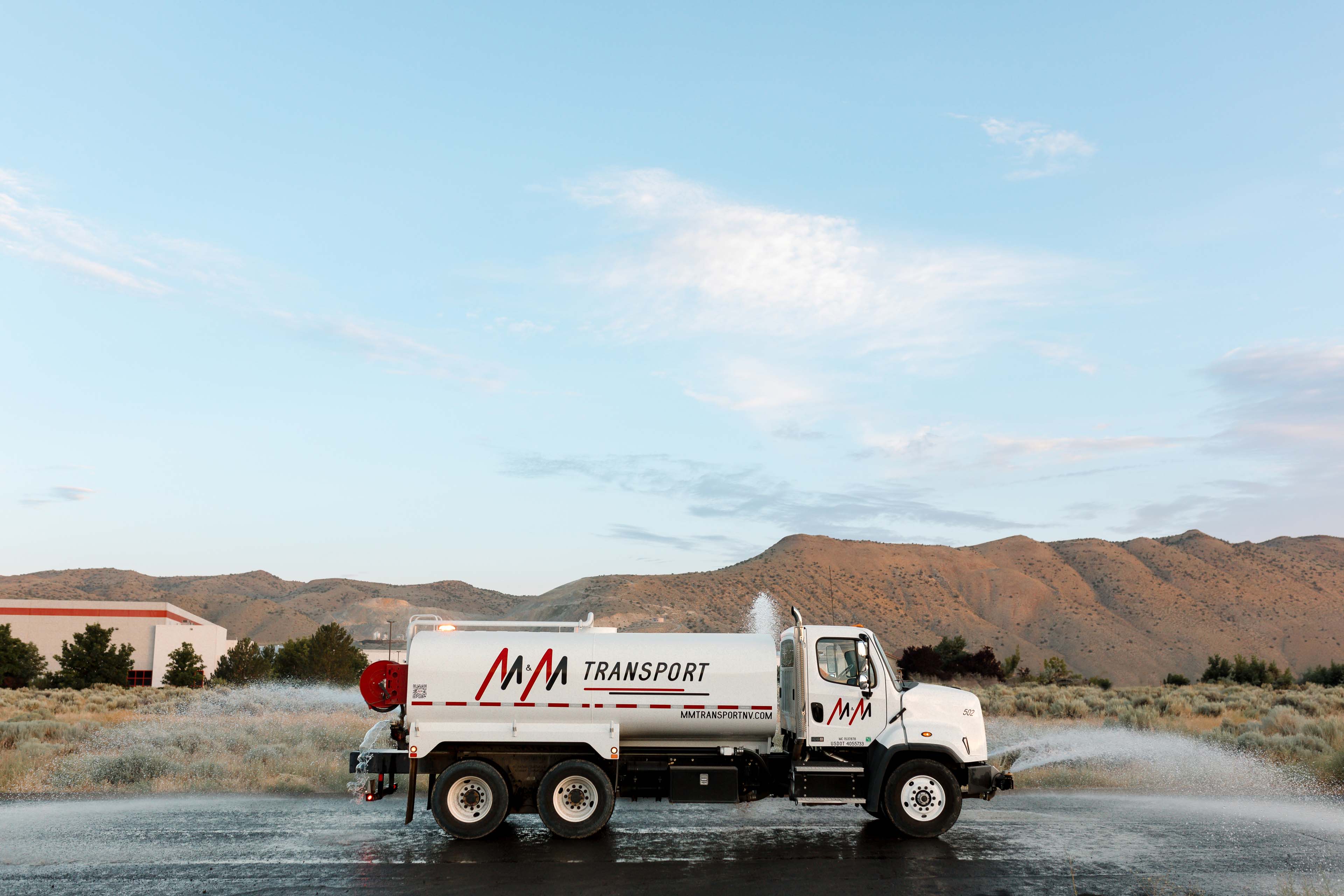 a large vehicle spraying water