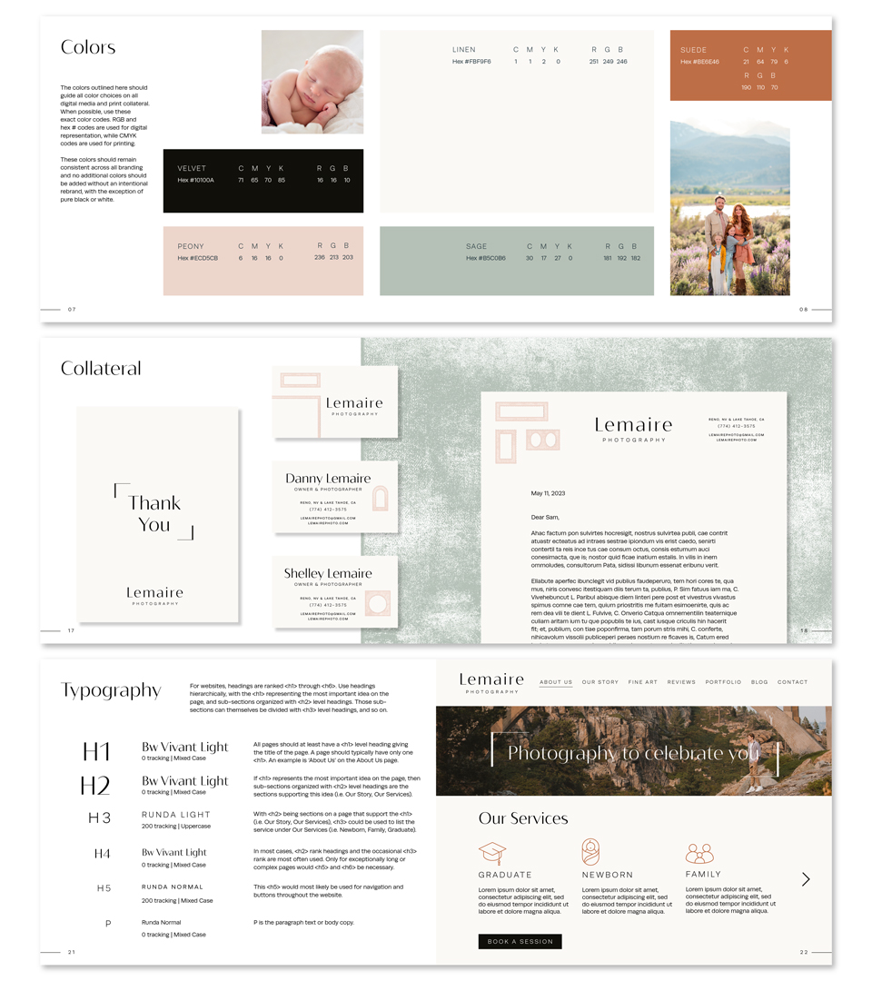 the lemaire photography, colors, collateral, typography