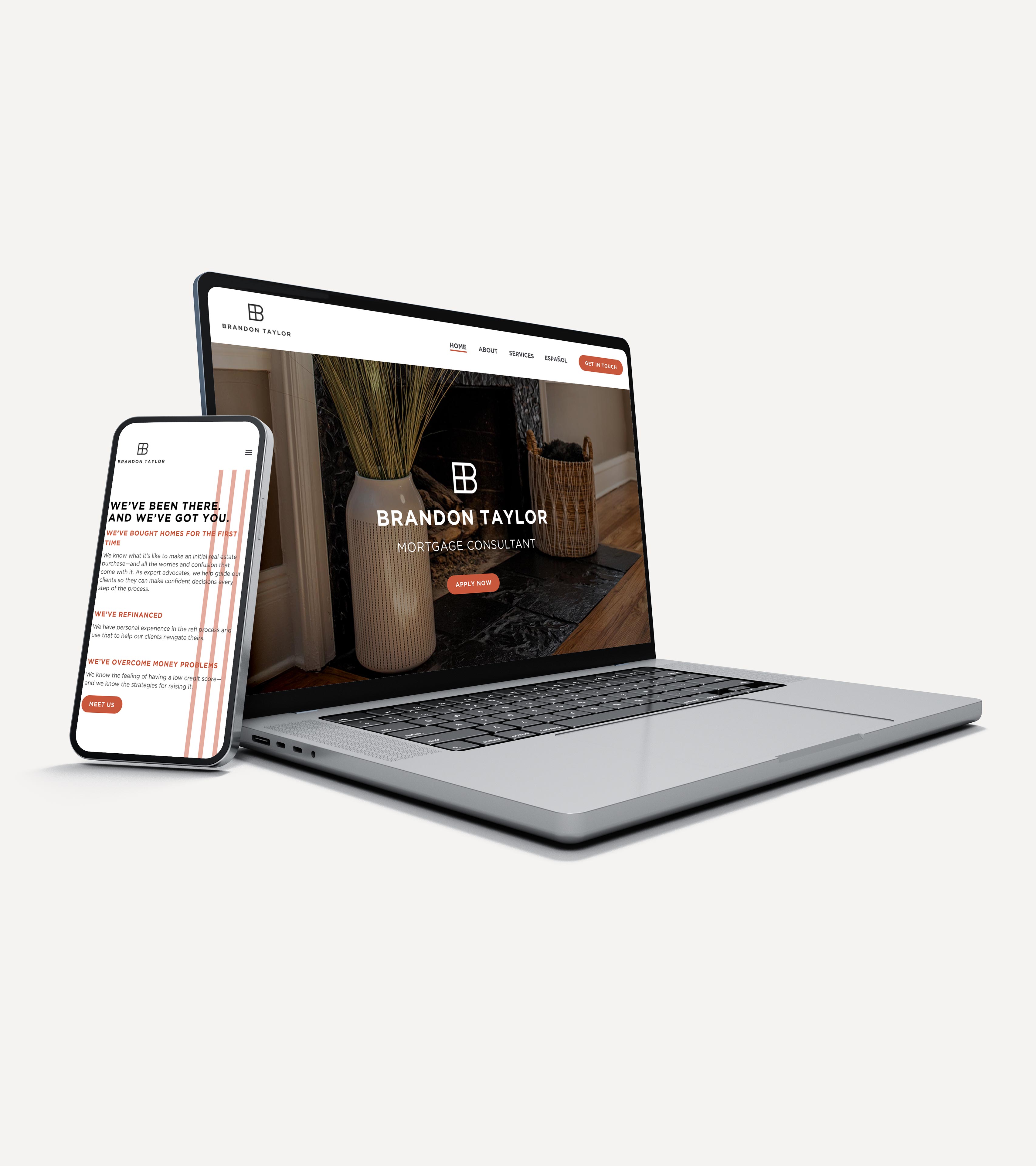 brandon taylor website on laptop and iphone