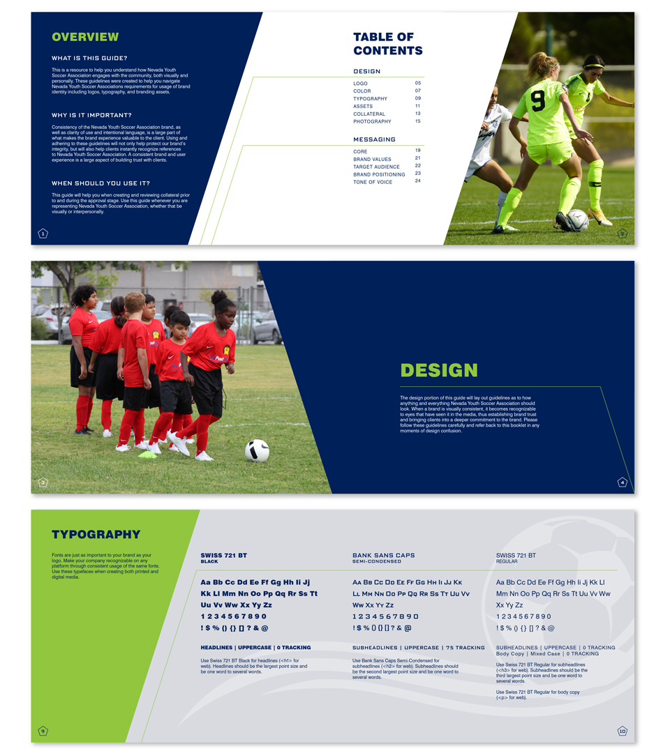 the nevada youth soccer association overview, design, and typography