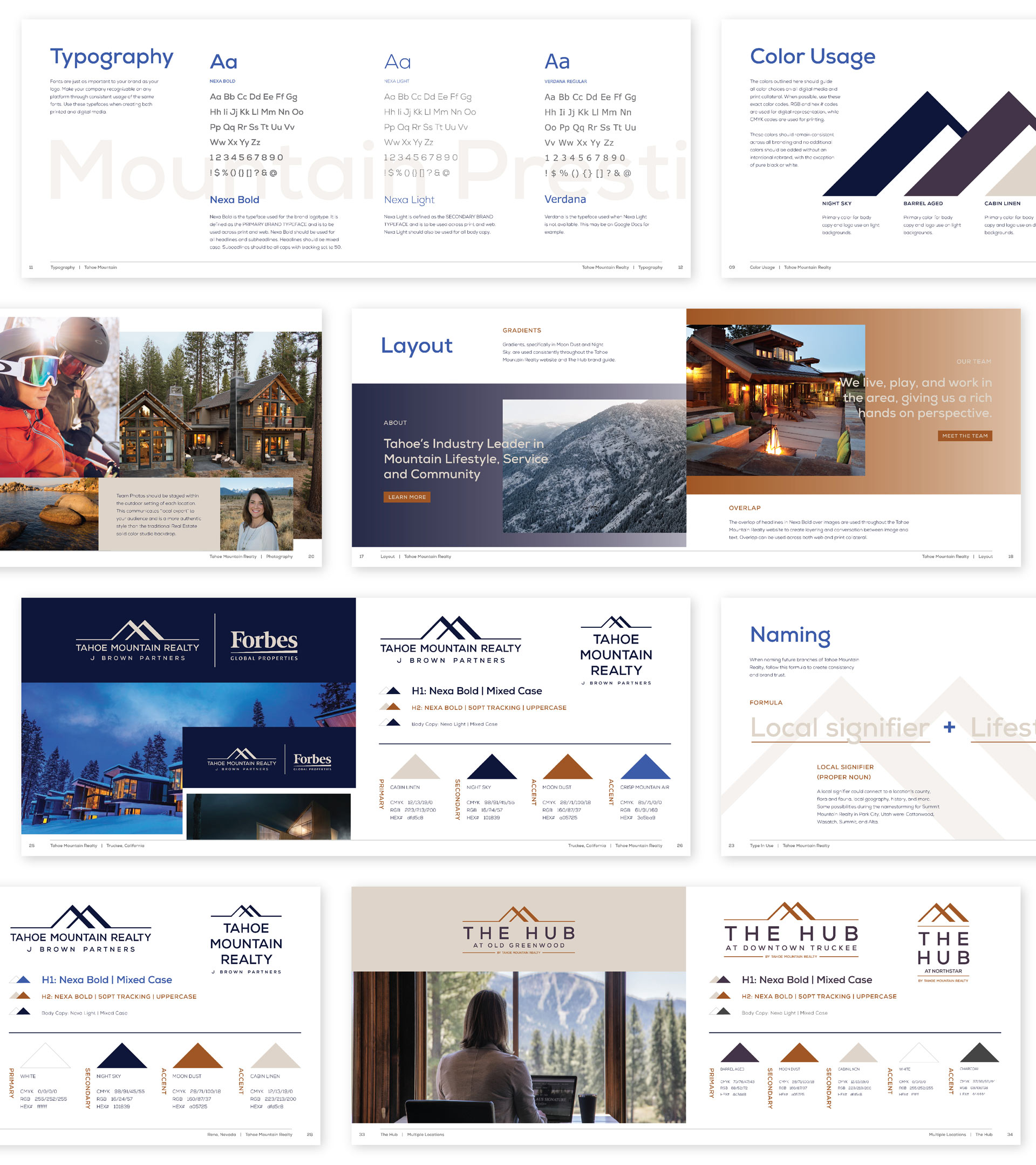 the tahoe mountain realty brand guide naming, layout, and colors