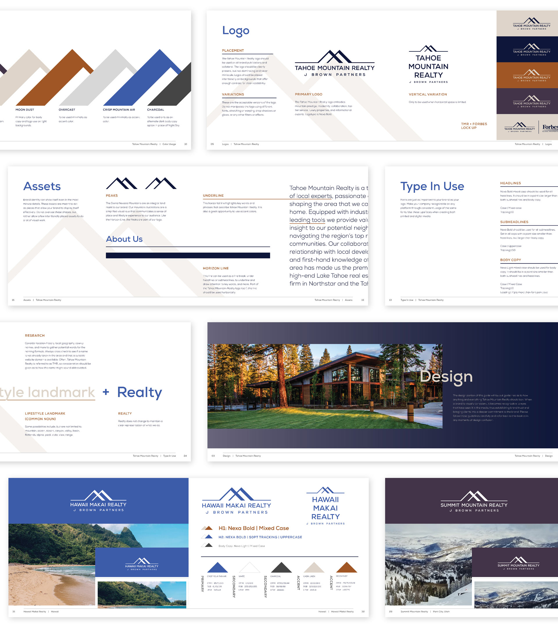 the tahoe mountain realty brand guide logo usage, subsidiaries, and typography